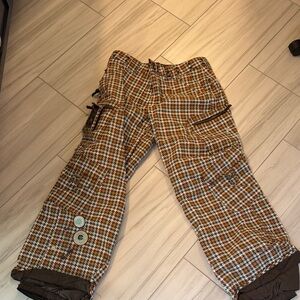 Brown Plaid Cargo Pants ski, and snowboard pants